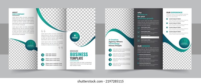 Corporate business trifold brochure template. Modern, Creative and Professional tri fold brochure design. Business Brochure Template in Tri Fold Layout. Corporate Design Leaflet template vector