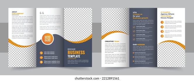 Corporate business trifold brochure template. Modern, Creative and Professional tri fold brochure design. trifold brochure template with modern style and minimalist concept