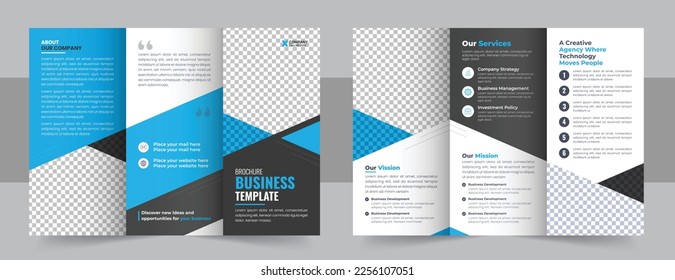 Corporate business trifold brochure template. Modern, Creative and Professional tri fold brochure vector design. Trifold brochure design. A4 abstract business brochure template