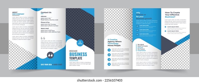 Corporate business trifold brochure template. Modern, Creative and Professional tri fold brochure vector design. business trifold Leaflet Brochure Flyer template flat design set