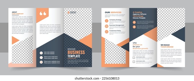 Corporate business trifold brochure template. Modern, Creative and Professional tri fold brochure vector design. Brochure design, brochure template, creative tri-fold