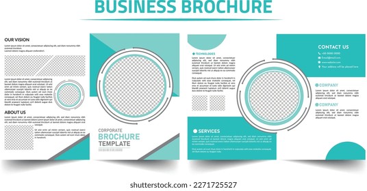 Corporate business trifold brochure template design with a minimalist layout, 