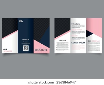 Corporate business trifold brochure template. Easy to edit.
