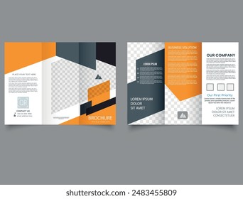 Corporate business trifold brochure template. Modern, Creative . construction brochure. Vector illustration