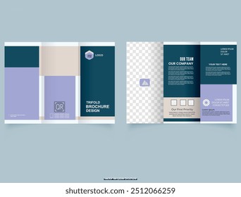 Corporate business trifold brochure template. Flyer and Leaflet, Cards, Landing, Website Design. Vector illustration.