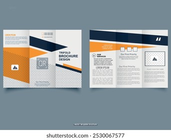 Corporate business trifold brochure template . Vector illustration.