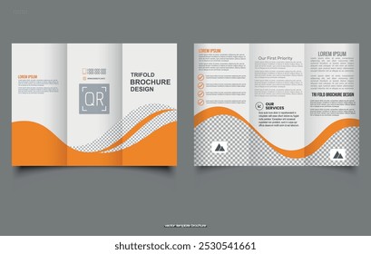 Corporate business trifold brochure template. Modern, Creative and Professional tri fold brochure design. Trifold Print Ready Brochure Template.