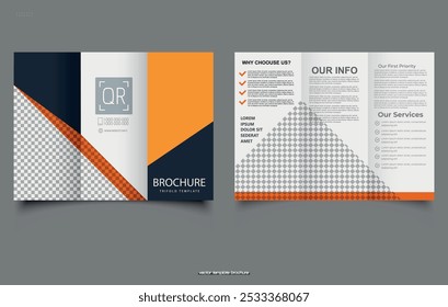 Corporate business trifold brochure template. Modern, Creative and Professional tri fold brochure design. Vector illustration.