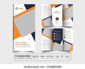 Corporate business trifold brochure template.modern trifold business brochure template. - Shutterstock ID 2210805385