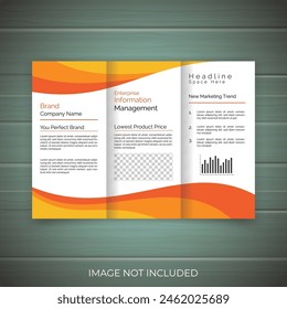 Corporate Business Trifold Brochure, Yellow And Orange Colors, Creative and Professional tri fold brochure design template