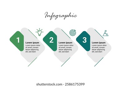 Corporate Business Vision Infographic with 3 Steps, Flat Editable Vector for Effective Presentations and Strategic Development.