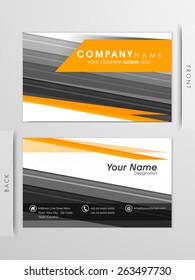 Corporate business and visiting card set in yellow and grey colors, with front and back presentations.