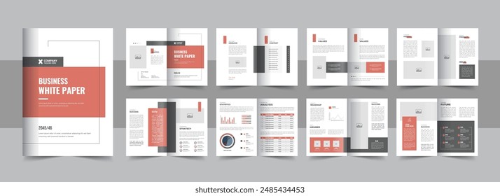 Corporate business white paper template, white paper design or Company white Paper brochure design layout. Business White Paper and Company internal document design or Brochure Design