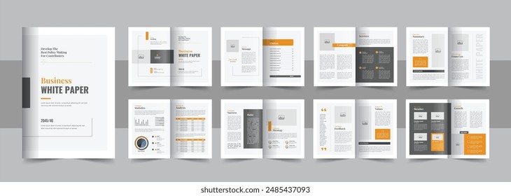 Corporate Sound Business-Whitepaper-Vorlage, Whitepaper-Design oder Design-Layout für Firmenweißpapiere. Business-Whitepaper-Layout-Vorlage