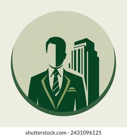 Corporate Businessman Vector Illustration Logo. Business and Building Logo.	