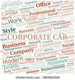 Corporate Car vector word cloud, made with text only.