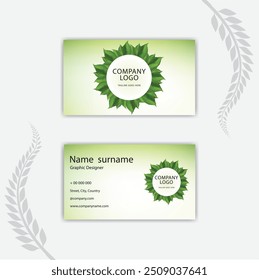 Corporate card with green leaves