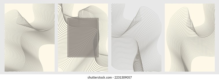 Corporate cards, stylish backgrounds with parallel lines, for invitations, banners, business cards, postcards, announcements with space for text. Modern, fashionable design.