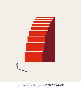 Corporate career ambition vector concept. Symbol of difficult challenge, hard work, professional growth, steep corporate ladder. Minimal design eps10 illustration.