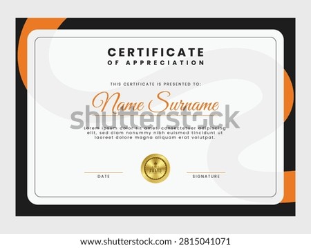 Corporate certificate of appreciation template. Modern certificate design for multipurpose.