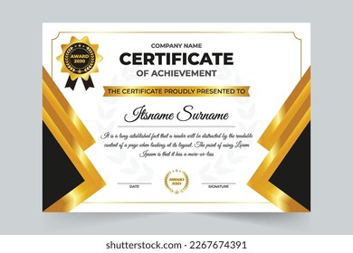 Corporate certificate design for education, sports, or office appreciation. Diploma certificate for special courses or occasions. Business success appreciation paper and frame vector.