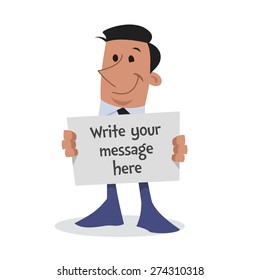 Corporate character with sign