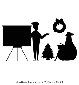 Corporate Christmas Time Bundle with People Silhouettes