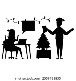 Corporate Christmas Time Bundle with People Silhouettes