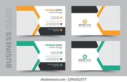 Corporate clean business card design template two color variation