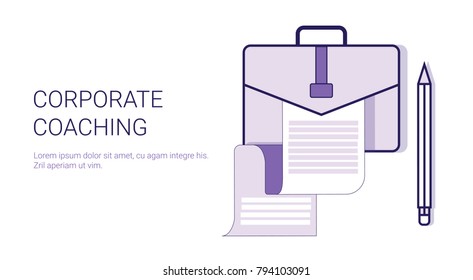 Corporate Coaching Mentoring Trainings Concept Template Web Banner With Copy Space Vector Illustration