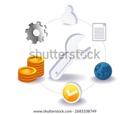 corporate communication concept with business network repair and maintenance