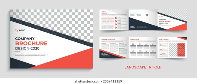Corporate company 6 Page landscape trifold template design
