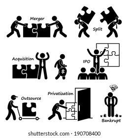 Corporate Company Business Concept Stick Figure Pictogram Icon Cliparts