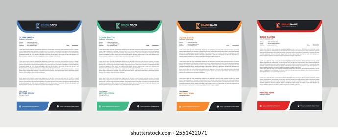 Corporate Company Letterhead Design Bundle. Clean and Creative with color variation.