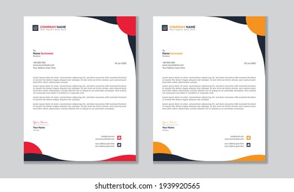 Corporate company letterhead with wave design, template. Creative modern flat style letterhead design