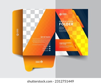 corporate company presentation folder layout concept design with modern shapes
