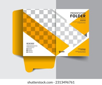 corporate company presentation folder layout concept design with modern shapes