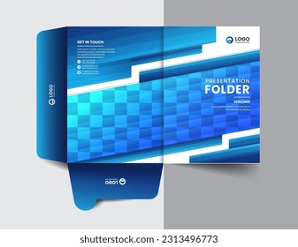 corporate company presentation folder layout concept design with modern shapes