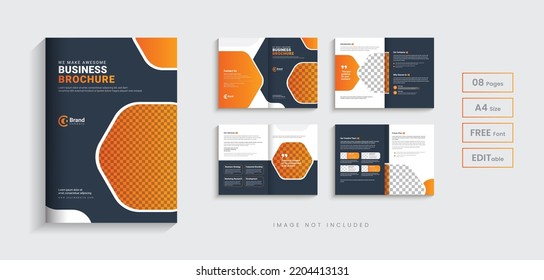 Corporate company profile annual report brochure design, 8 pages modern business minimal multipage bifold brochure editable layout vector template
