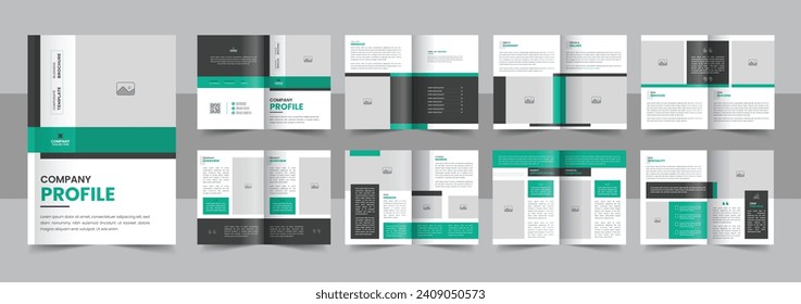 Corporate company profile brochure, Brochure creative design. Multipurpose template with cover, back and inside pages. Trendy minimalist flat geometric design layout. Vertical a4 format.