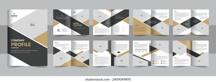 Corporate company profile brochure, minimal business portfolio brochure design, annual report, 16 page minimalist flat geometric business brochure design. Corporate business presentation brochure