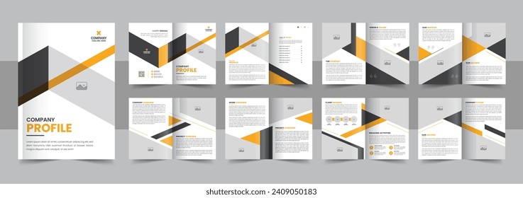 Corporate company profile brochure, minimal business portfolio brochure design, annual report, 16 page minimalist flat geometric business brochure design layout