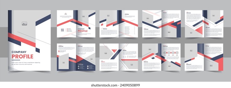 Corporate company profile brochure, modern brochure creative design. Multipurpose template with cover, back and inside pages. Trendy minimalist flat geometric design template layout