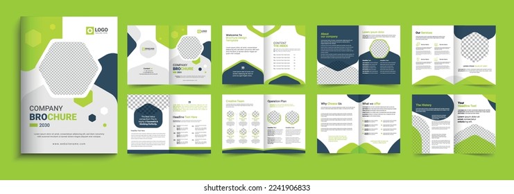 Diseño de plantillas de folletos de perfiles de empresas. Diseño de plantillas editables de folletos corporativos de 16 páginas, diseño de plantillas de folletos empresariales mínimo