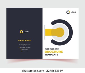 corporate company profile brochure template design, Book cover design. Abstract composition. A4 brochure. Title sheet. Modern. Yellow. Black. Creative. Vector illustration