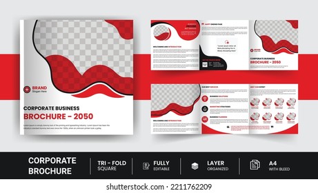 Corporate Company Profile Square Tri Fold Healthcare Business Brochure Design Minimal And Modern 