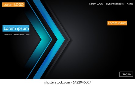 Corporate concept blue black grey contrast background. Vector graphic design. Blue and black contrast abstract technology background. Vector corporate design.