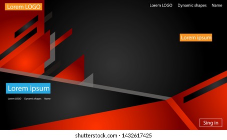 Corporate concept red black grey contrast background. Vector graphic design. Red and black contrast abstract technology background. Vector corporate design.