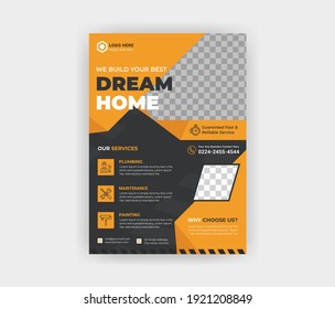 corporate construction A4 Flyer Template Design For Builder 
