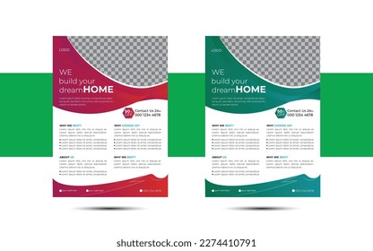 
Corporate construction A4 template for Business Flyer poster pamphlet brochure cover design layout background, two colors scheme, vector template in A4 size - Vector - Vector